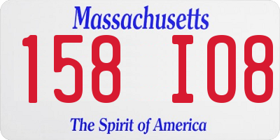 MA license plate 158IO8