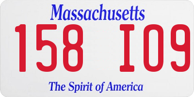 MA license plate 158IO9