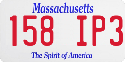 MA license plate 158IP3