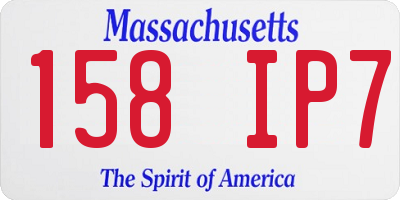 MA license plate 158IP7