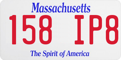 MA license plate 158IP8