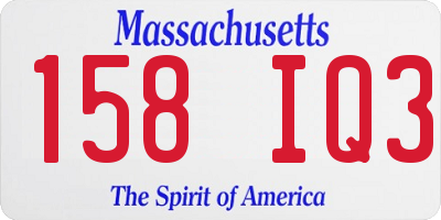 MA license plate 158IQ3