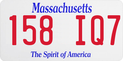 MA license plate 158IQ7