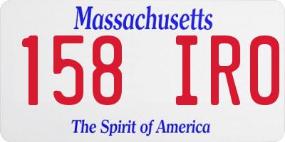 MA license plate 158IR0