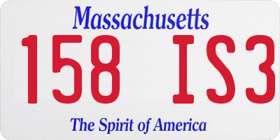 MA license plate 158IS3