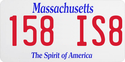 MA license plate 158IS8