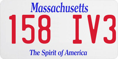 MA license plate 158IV3