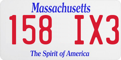 MA license plate 158IX3