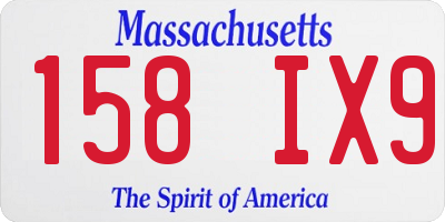 MA license plate 158IX9
