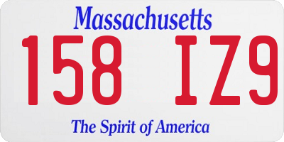 MA license plate 158IZ9