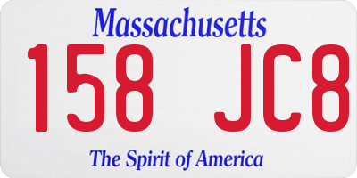 MA license plate 158JC8