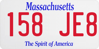 MA license plate 158JE8