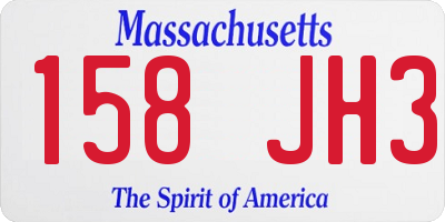 MA license plate 158JH3