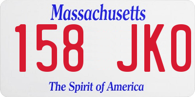 MA license plate 158JK0