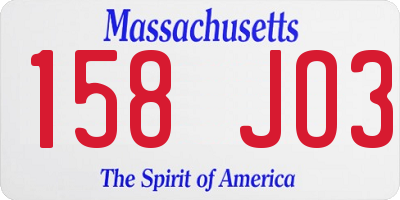 MA license plate 158JO3