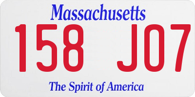MA license plate 158JO7