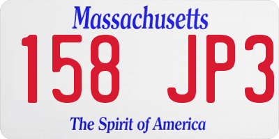MA license plate 158JP3