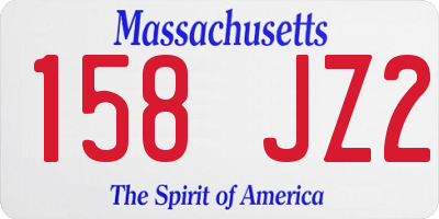 MA license plate 158JZ2