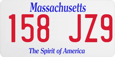 MA license plate 158JZ9