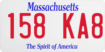 MA license plate 158KA8
