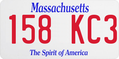 MA license plate 158KC3