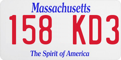 MA license plate 158KD3
