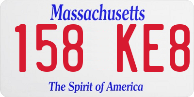 MA license plate 158KE8