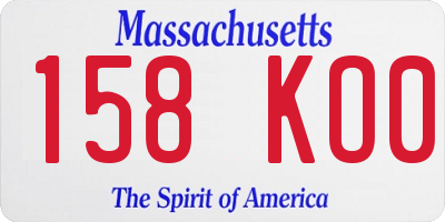 MA license plate 158KO0