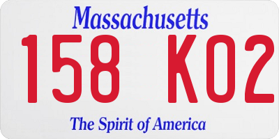 MA license plate 158KO2