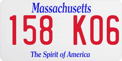 MA license plate 158KO6