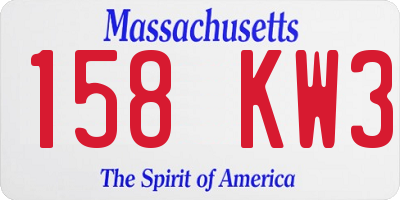 MA license plate 158KW3
