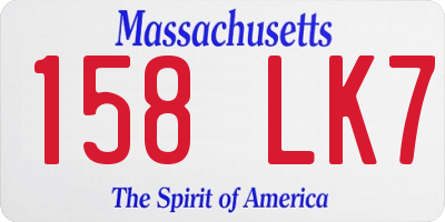 MA license plate 158LK7