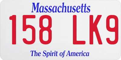 MA license plate 158LK9