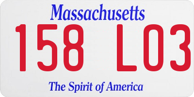 MA license plate 158LO3
