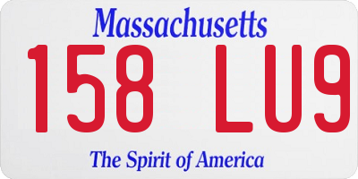 MA license plate 158LU9