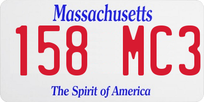 MA license plate 158MC3