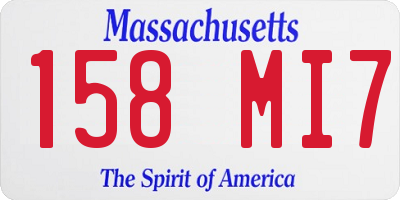 MA license plate 158MI7