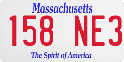 MA license plate 158NE3