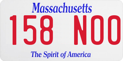 MA license plate 158NO0