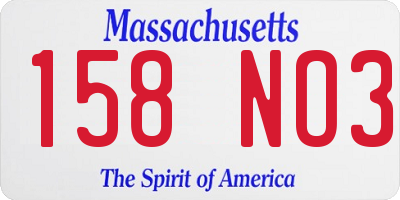 MA license plate 158NO3