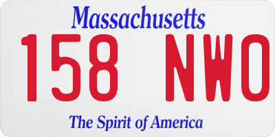 MA license plate 158NW0