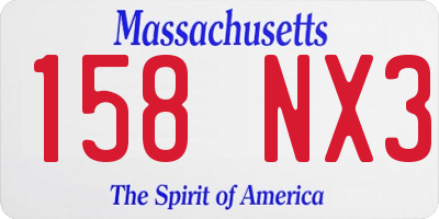 MA license plate 158NX3