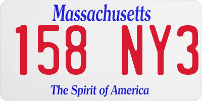 MA license plate 158NY3