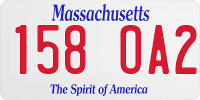 MA license plate 158OA2