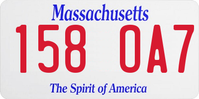 MA license plate 158OA7