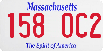 MA license plate 158OC2