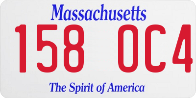 MA license plate 158OC4