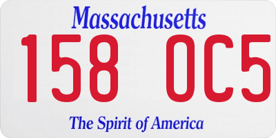 MA license plate 158OC5