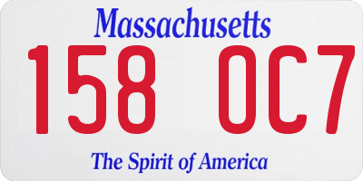 MA license plate 158OC7