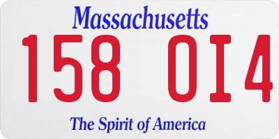 MA license plate 158OI4